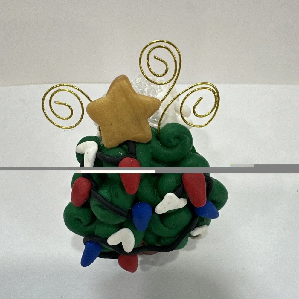 Vtg Christmas Napkin Rings Lot of 6 Handmade Clay Dough Table Decor
